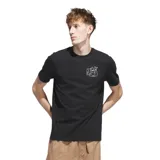 Remera negra de manga corta Adidas con estampado de Shmoo en el pecho.