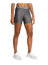 Calza deportiva Under Armour HeatGear de tiro medio, color gris, con cintura elástica con logo de la marca.