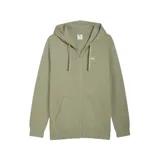 Canguro Puma color verde oliva con cierre frontal, capucha con cordón ajustable, bolsillos tipo canguro y logo bordado en el pecho.