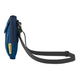 Bolso bandolera Caterpillar Pollux Utility, color azul marino con detalles en negro. Cuenta con un compartimento principal con cierre y un bolsillo frontal con solapa y logo de la marca.