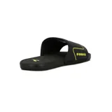 Chanclas Diadora Isola negras con logo amarillo en la tira ancha.
