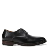 Zapato de vestir acordonado Democrata ROY de cuero negro con suela marrón.