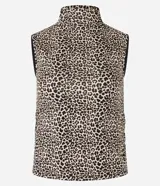 Blusa sin mangas de viscolycra con estampado de leopardo y cuello alto. Presenta fruncidos laterales.
