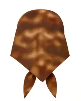 Pañuelo de satén con estampado abstracto en tonos marrones.