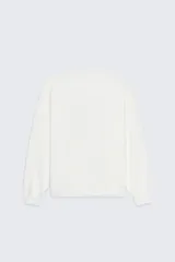 Sudadera negra de cuello redondo y manga larga, con bordado blanco en el frente que dice 'Zara A Coruña Established 1975 Rúa Juan Flórez 64-66' y un logo pequeño con el número 50 en la parte superior.