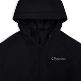 Campera negra con capucha y cierre frontal con el logo de Trapstar en el pecho.