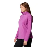 Buzo polar celeste de mujer, con cuello alto y cierre de media cremallera.