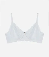 Soutien blanco de encaje floral, sin relleno y con aro.