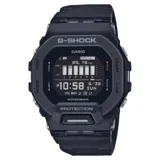 Reloj digital Casio G-Shock modelo GBD200, color negro, con resistencia al agua de 200 metros y cristal mineral. Cuenta con funciones de cronómetro, temporizador, calendario y conectividad Bluetooth.