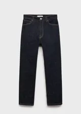 Pantalón de jean de tiro alto color azul oscuro, corte slim fit y largo cropped.