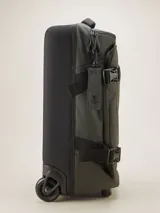 Valija de mano color verde militar con ruedas y manija extensible.