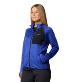 Campera polar Columbia Titanium azul con detalles en negro, cierre frontal completo, bolsillo en el pecho con cremallera, bolsillos laterales con cremallera, orificios para los pulgares en los puños y tecnología Omni-Wick.