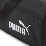 Bolso bandolera Puma Base Crossbody color negro con logo blanco estampado en el frente. Tiene correa ajustable y cierre superior.