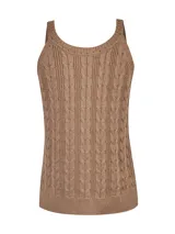 Musculosa color beige con diseño de trenzas, cuello redondo y breteles anchos.