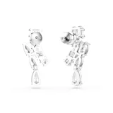 Par de aros colgantes plateados con incrustaciones de circonias Swarovski de diferentes tamaños y formas.