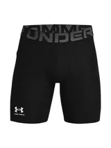 Short de compresión gris con cintura elástica negra con logo Under Armour.