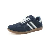 Zapatillas deportivas Le Groupe de hombre, color azul marino con detalles en celeste y suela marrón.