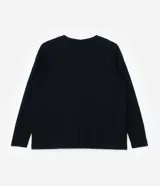 Blusa de manga larga color verde militar, confeccionada en tejido rib de viscosa certificada, con cuello redondo y corte holgado.