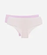Kit de dos bombachas boyshort sin costuras, una color lila y otra color rosa pálido.
