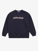 Sweater negro de algodón con cuello redondo y puños y bajo acanalados. Estampado multicolor con el logo de la marca en el pecho.