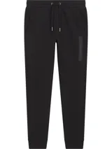 Pantalón de jogging negro de algodón con cintura elástica ajustable con cordón, bolsillos laterales, puños elásticos y logo de Calvin Klein bordado en la pierna.