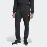 Pantalón Adidas Essentials negro de corte clásico, con cintura elástica ajustable con cordón, bolsillos frontales, dobladillo abierto, piernas cónicas y logo de las 3 barras bordado en la cadera.