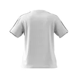 Remera Adidas Aeroready Train Essentials de mujer, color blanco con logo negro y tres tiras negras en los hombros.