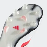 Championes de fútbol Adidas Copa Pure 3 Elite, color blanco con detalles en negro y rojo.
