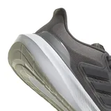 Championes Adidas Ultrabounce grises con detalles en negro y blanco. Capellada de malla transpirable, mediasuela Bounce para amortiguación y suela de caucho para tracción.