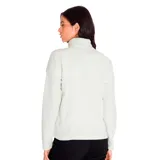 Buzo polar de mujer Caterpillar color blanco, con cierre parcial con cremallera verde y logo de la marca en el pecho. Cuenta con bolsillos laterales.