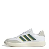 Championes Adidas Urban Courtblock blancos con detalles en gris, verde y amarillo.