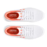 Championes Under Armour UA W Official, color blanco con detalles en naranja.