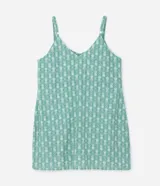 Vestido corto de breteles finos con estampado de piñas.