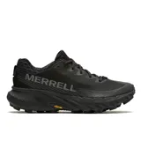Zapatillas de trail running Merrell Agility Peak 5, color negro, con capellada de malla y TPU, cordones y cintas recicladas, cuello y lengüeta de malla, puntera protectora, forro de malla reciclada, plantilla de espuma EVA reciclada, placa de protección contra rocas, entresuela de espuma FloatPro y suela Vibram MegaGrip.