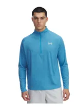 Buzo deportivo Under Armour Tech Texturd Hlf Zip para hombre, color azul jaspeado, de calce suelto, liviano y con cierre medio en el cuello. Cuenta con tecnología UA Tech™ que mantiene la frescura.
