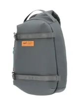 Bandolera RKF gris de poliéster reciclado repelente al agua, con múltiples bolsillos y compartimentos, forro interior 100% poliéster reciclado, correa removible y ajustable y llavero mosquetón.