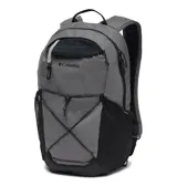 Mochila Columbia unisex de 16 litros, color gris con detalles en negro. Cuenta con almacenamiento externo con cuerdas elásticas, dos bolsillos para botellas de agua, correas acolchadas y bolsillo para gafas de sol con forro polar.