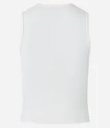 Musculosa blanca básica sin estampa, de cuello redondo y corte ajustado. Confeccionada en tejido de poliamida y elastano.