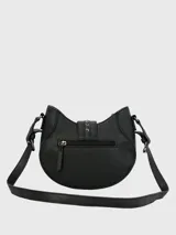 Bandolera Hush Puppies color borgoña con tachas plateadas, cierre con broche imantado y correa ajustable.