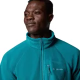 Campera polar Columbia Fast Trek II, color azul petróleo, con cierre frontal completo, cuello alto, bolsillos laterales con cierre y bolsillo en el pecho con cierre.