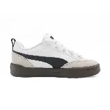 Championes Puma Park Lifestyle OG, color blanco con detalles en negro y marrón. Zapatillas de estilo retro con diseño moderno y versátil.
