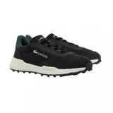 Championes urbanos Lacoste Elite Actv Evo, color negro con detalles en verde oscuro y logo del cocodrilo en blanco.
