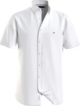 Camisa blanca de manga corta Tommy Hilfiger, corte regular, cuello abotonado y logo bordado en el pecho.