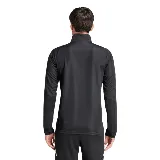 Buzo deportivo Adidas Tiro24 para hombre, color negro con cierre de cremallera en el cuello y tres tiras blancas en los hombros.