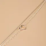 Gargantilla doble de plata 925, con cadena rolo de 55cm y cadena cdr de 45cm. Dije de corazón calado.