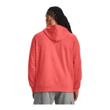 Buzo gris de Under Armour, línea Rival Fleece, con capucha y logo estampado en el frente.