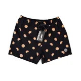 Short de baño negro con estampado de rodajas de naranja. Tiene cintura elástica con cordón ajustable y logo de la marca en la pierna izquierda.