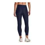 Calza de mujer Under Armour HeatGear® de tiro alto hasta el tobillo, color gris azulado, con cintura antideslizante y logo en la pierna.