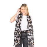 Pashmina rectangular de viscosa liviana con estampado floral multicolor.