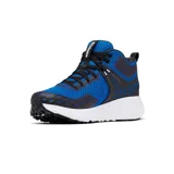 Botas de trekking Columbia Konos TRS Outdry Mid, color azul con detalles en negro y blanco. Impermeables y de caña media, con tecnología Omni-Max para amortiguación y tracción.